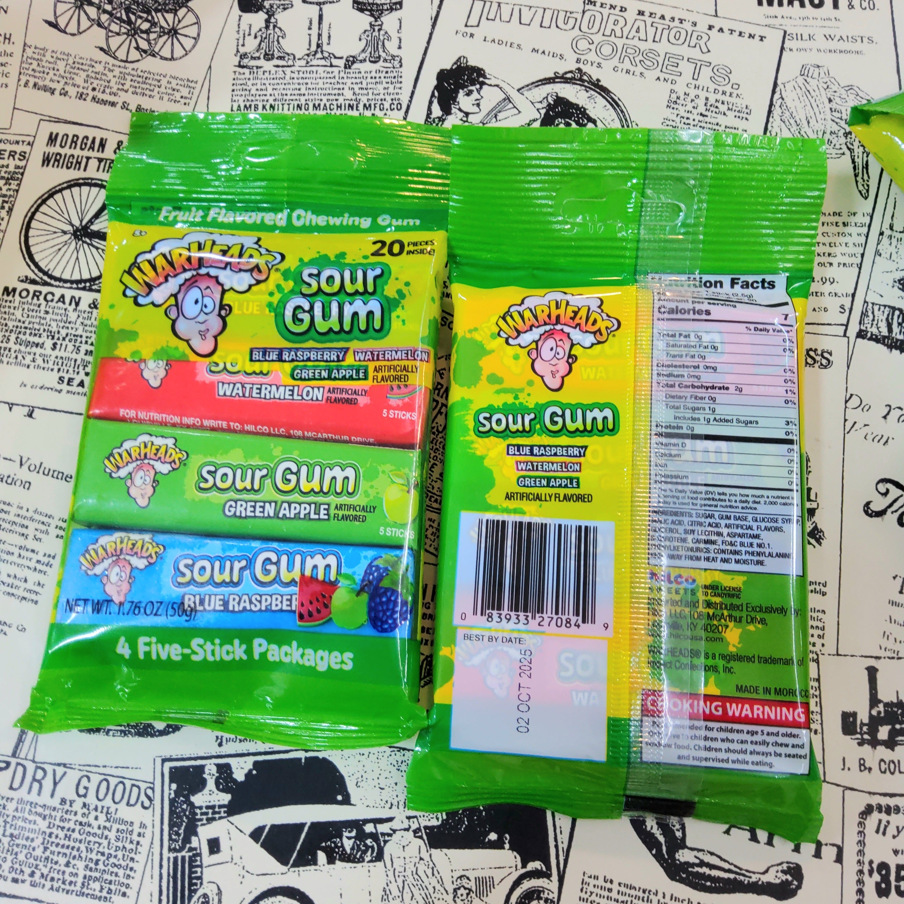 WarHeads Sour Gum 4 packages