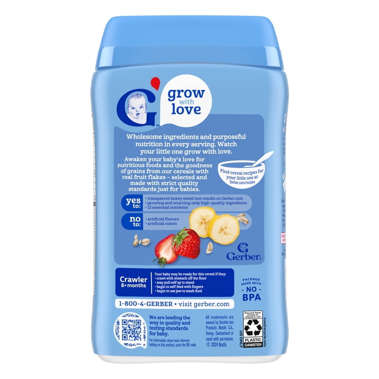 Gerber 嬰幼兒燕麥糊｜士多啤梨香蕉口味｜8個月或以上｜美國製｜227g