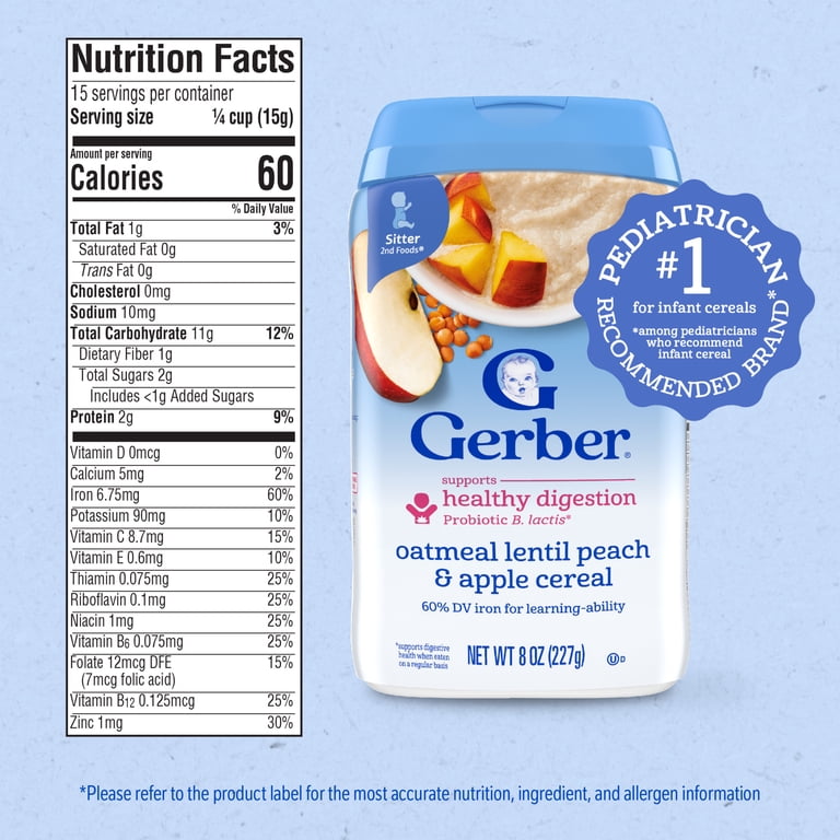 Gerber 益生菌燕麥扁豆水蜜桃蘋果 米糊｜燕麥糊｜6個月或以上｜美國製