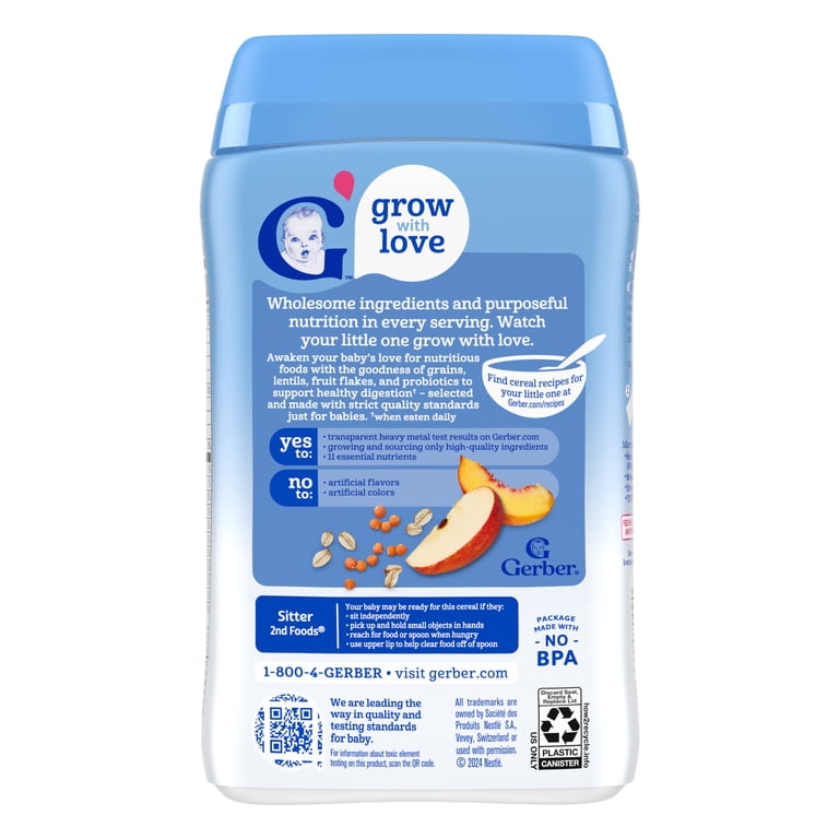 Gerber 益生菌燕麥扁豆水蜜桃蘋果 米糊｜燕麥糊｜6個月或以上｜美國製