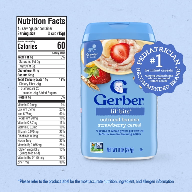 Gerber 嬰幼兒燕麥糊｜士多啤梨香蕉口味｜8個月或以上｜美國製｜227g