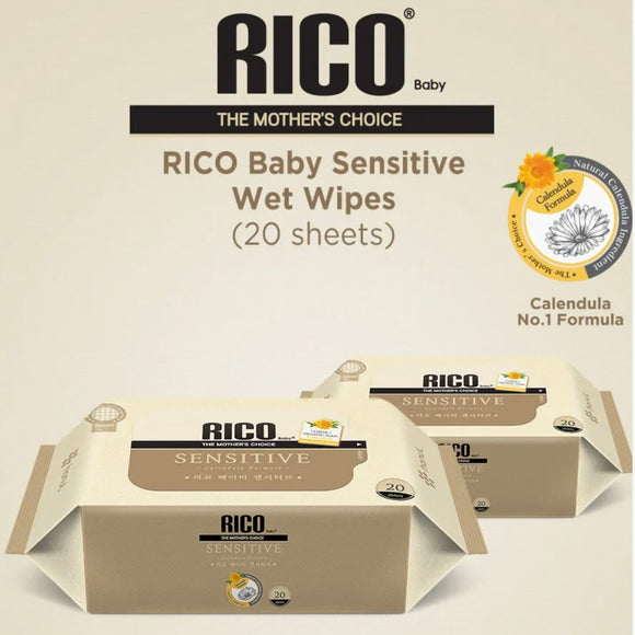 Rico有機金盞花濕紙巾便㩗裝(20張)(手口身體餐具一般清潔適用)