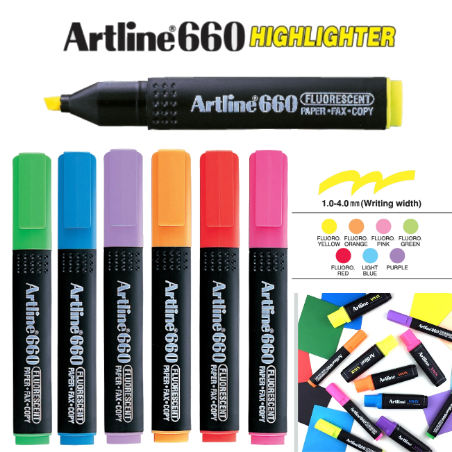 Artline EK-660綠色螢光筆快乾不暈染