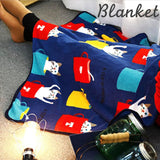 Adossy貓咪狗狗圖案法蘭絨小毛毯