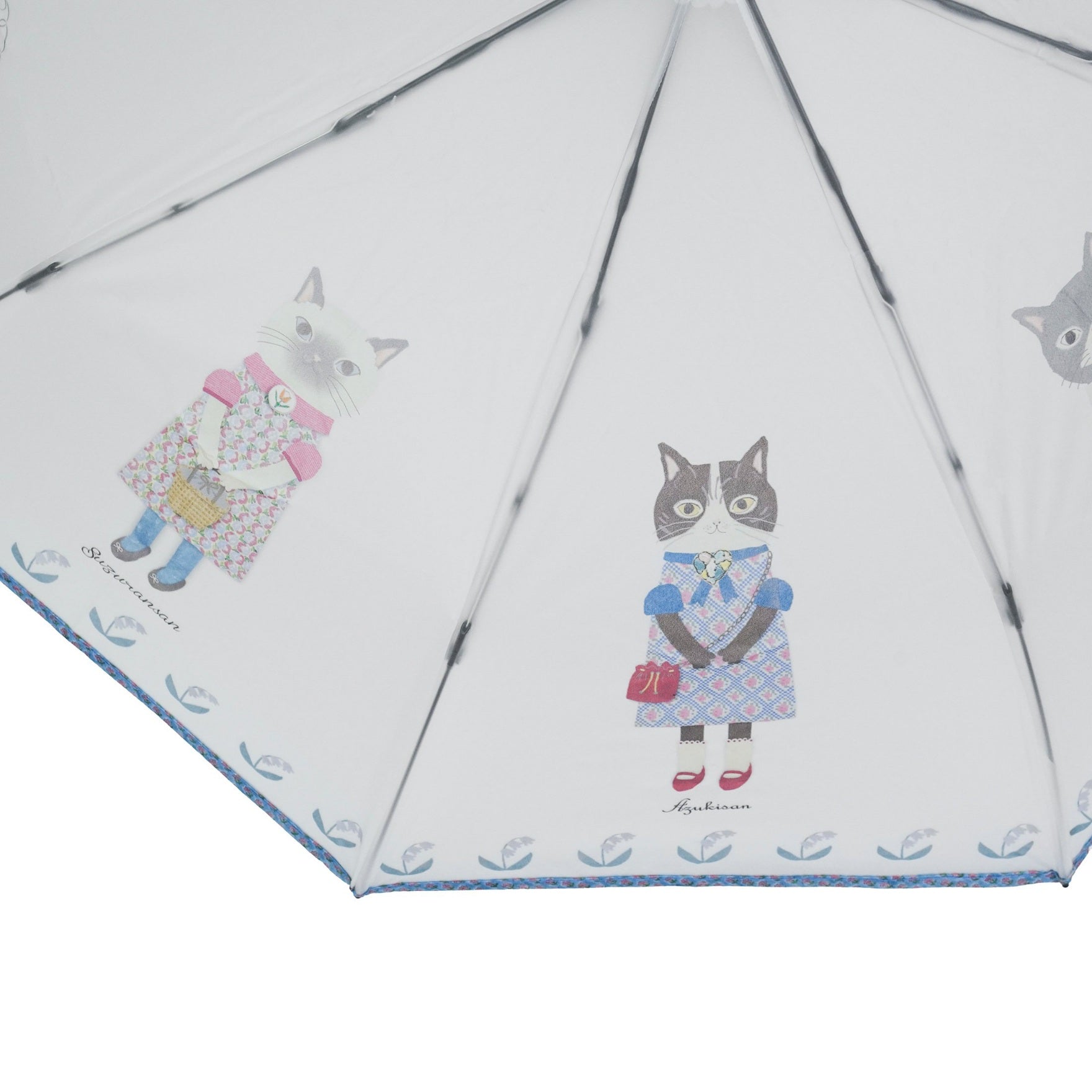 多款可愛貓咪角色透明雨傘插畫