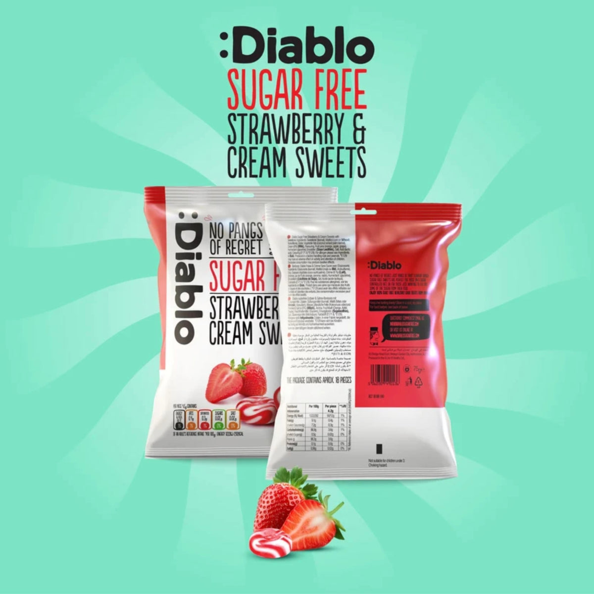 Diablo 無糖士多啤梨糖 75g Gluten Free 無麩質糖果