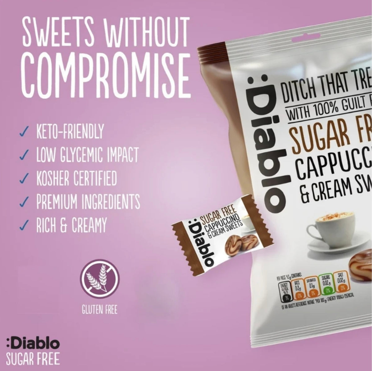 Diablo 無糖咖啡糖 75g 獨立包裝糖果