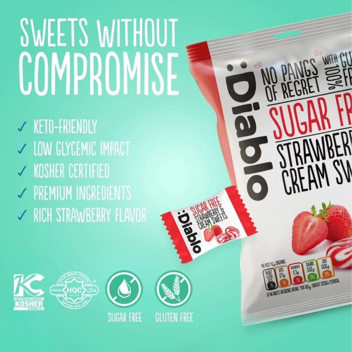 Diablo 無糖士多啤梨糖 75g 獨立包裝糖果