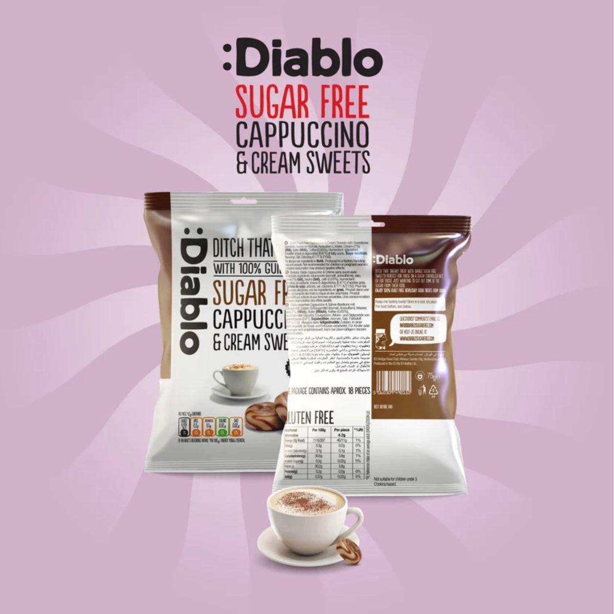 Diablo Sugar Free Cappuccino Candy 75g 每粒約 12 卡路里