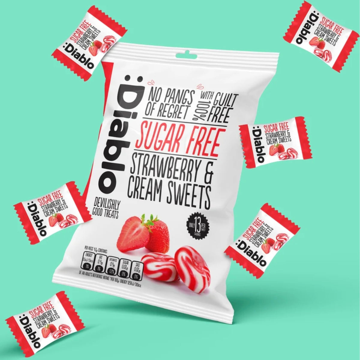 Diablo 無糖士多啤梨糖 75g 無糖草莓糖果
