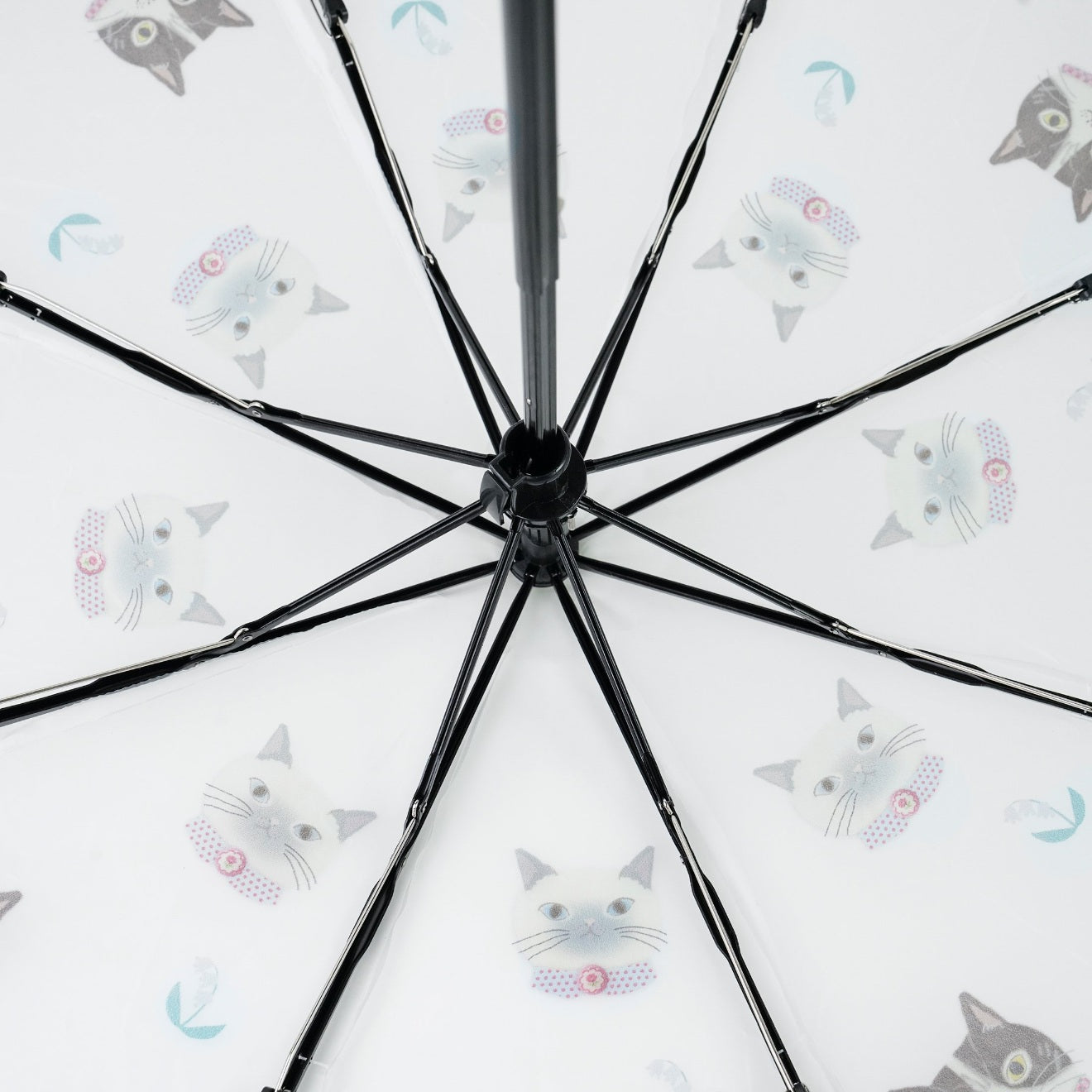 玻璃纖維中骨貓咪折疊雨傘