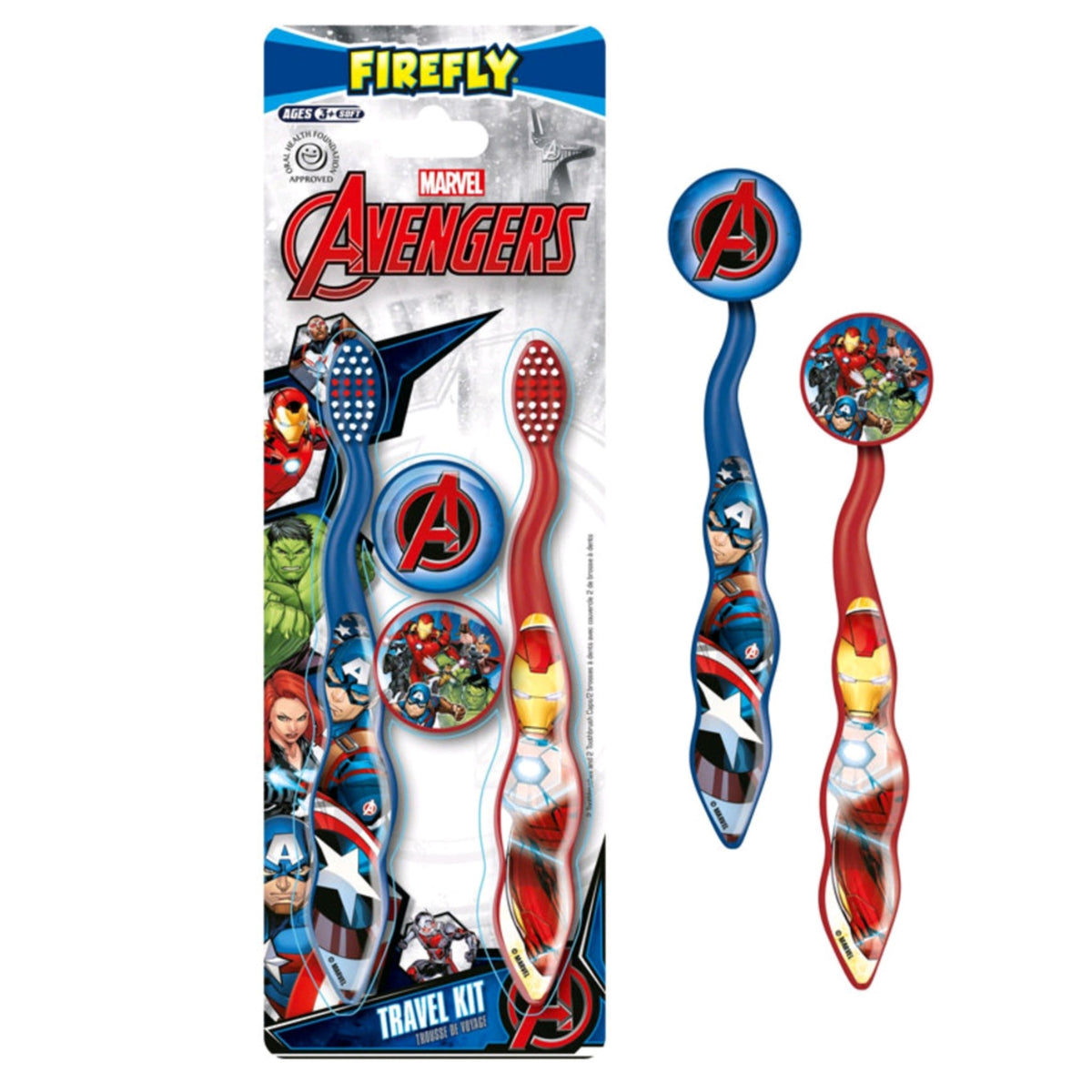 Firefly Avengers兒童牙刷連牙刷套 3歲以上兒童牙刷