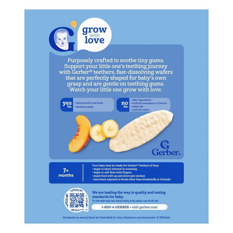 Gerber Banana Peach Teething Wafers｜7個月以上寶寶磨牙小食
