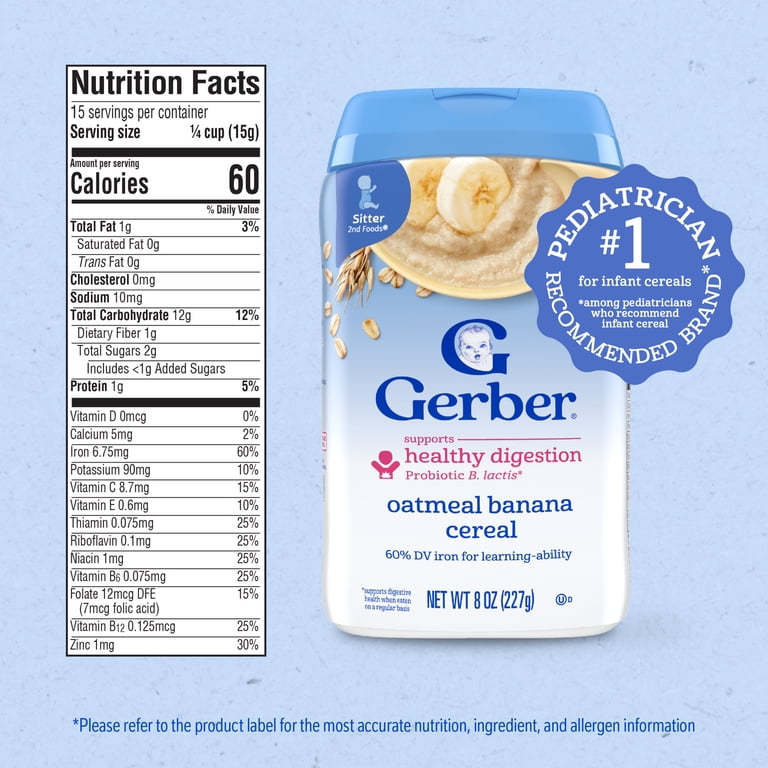 Gerber 香蕉燕麥糊營養資料｜每份15g｜60卡路里｜含鐵質

