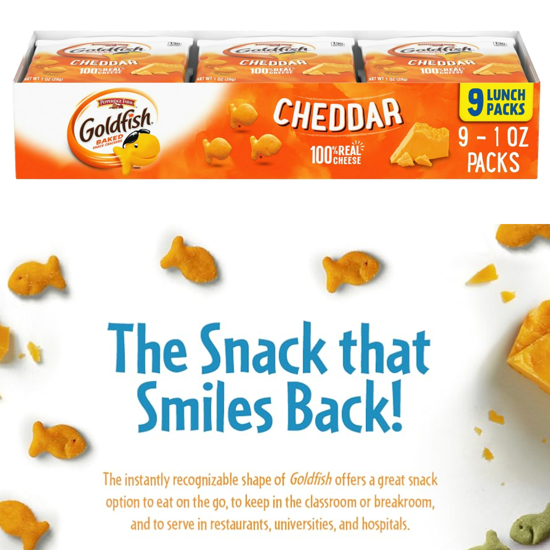 美國 Goldfish 車打芝士金魚餅 Cheddar Cheese Snack Crackers