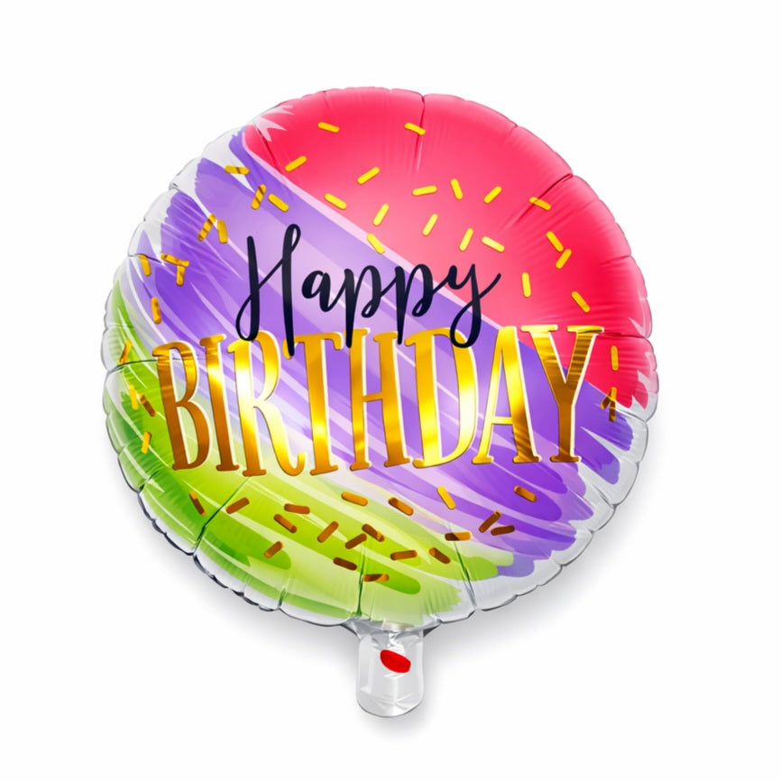 18吋漸層水彩Happy Birthday生日氣球粉紅紫綠生日派對佈置