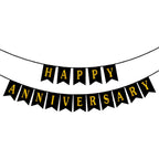 Happy Anniversary banner｜慶祝紀念佈置橫額｜黑底金字