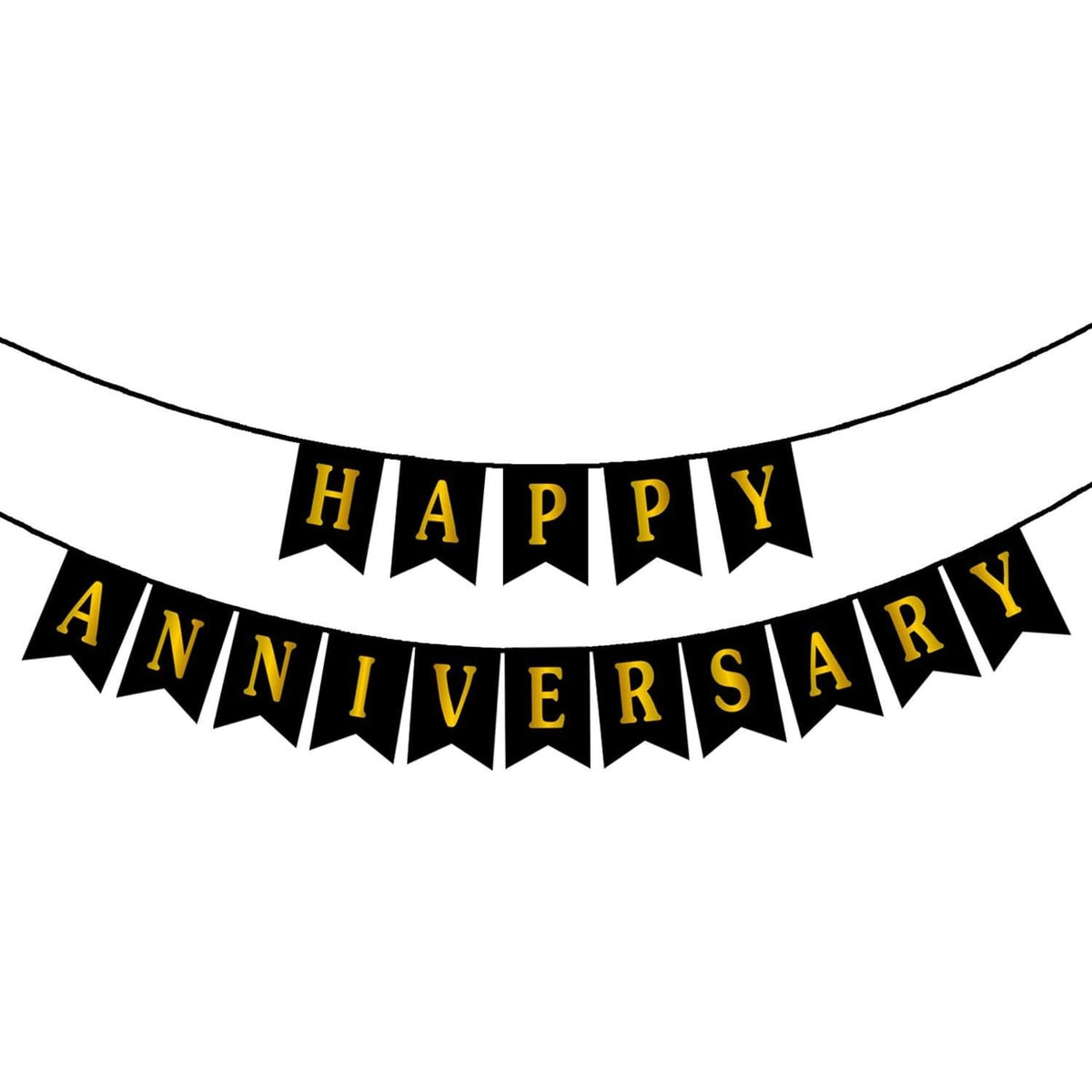 Happy Anniversary banner｜慶祝紀念佈置橫額｜黑底金字