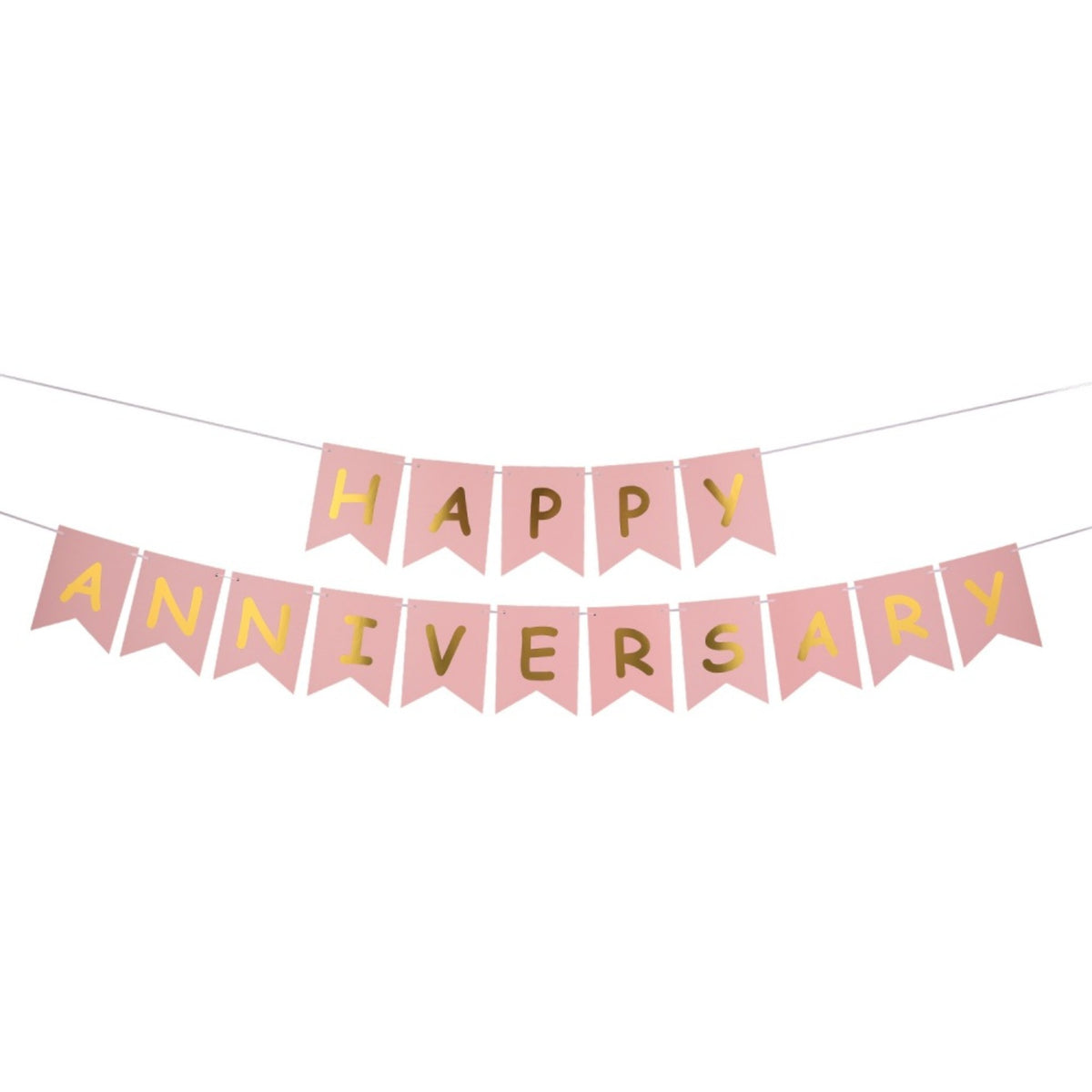 Happy Anniversary banner｜慶祝紀念佈置橫額｜粉紅底金字