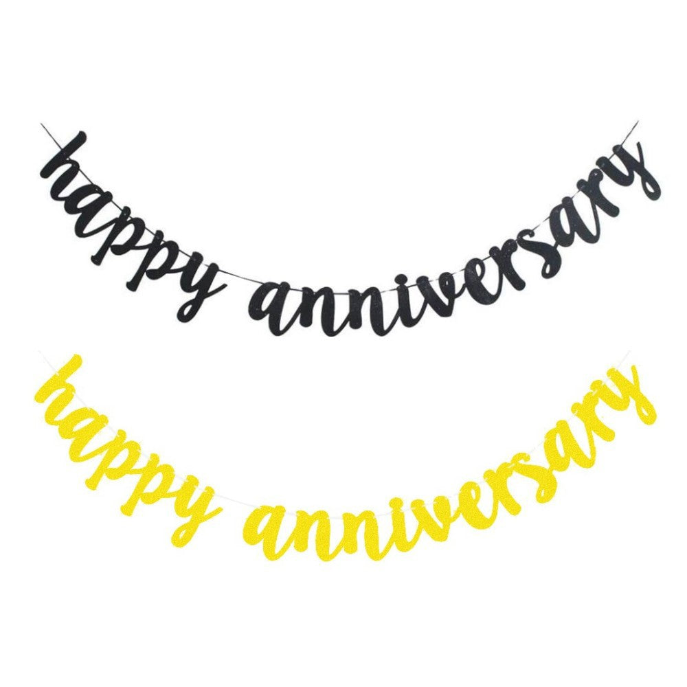 Happy Anniversary banner｜慶祝紀念佈置橫額｜美感小楷｜閃面