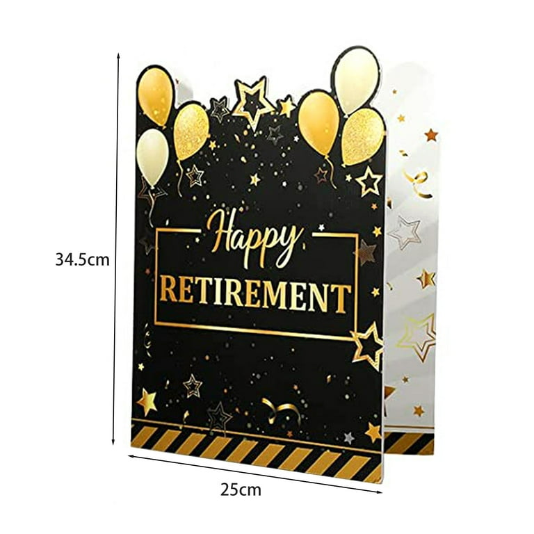 Happy Retirement退休賀咭 加大A4金色退休賀卡