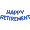 Happy Retirement banner｜退休派對佈置｜藍色閃面橫額