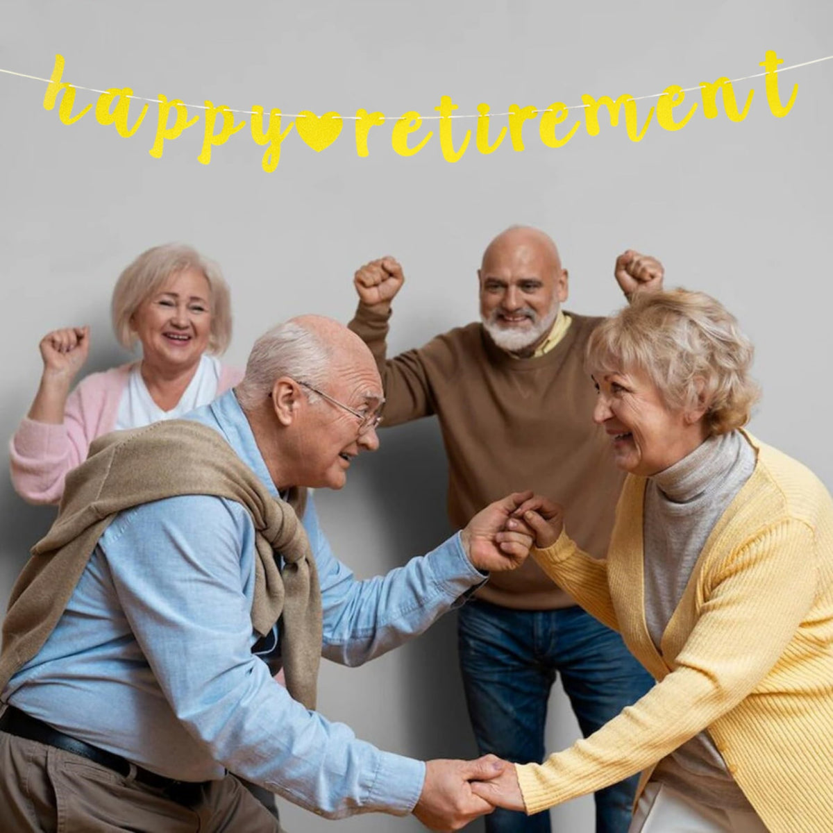 Happy Retirement banner｜退休派對佈置｜小楷金色閃面橫額