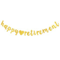 Happy Retirement banner｜退休派對佈置｜小楷金色閃面橫額