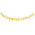 Happy Retirement banner｜退休派對佈置｜小楷金色閃面橫額