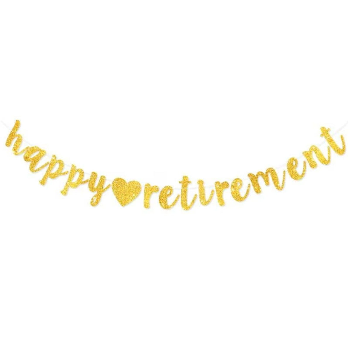 Happy Retirement banner｜退休派對佈置｜小楷金色閃面橫額
