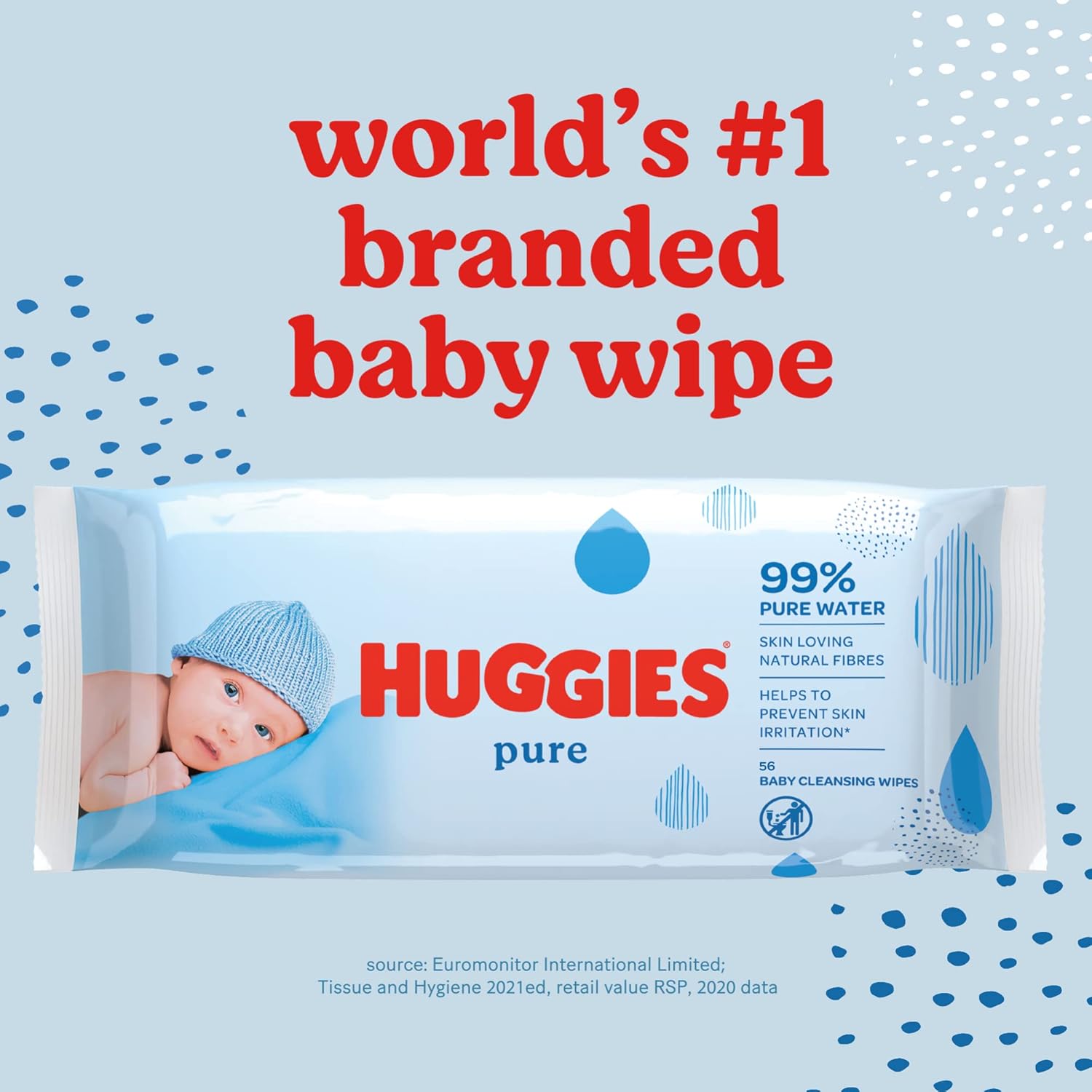 Huggies 99% 純水嬰兒濕紙巾 56片裝 英國製