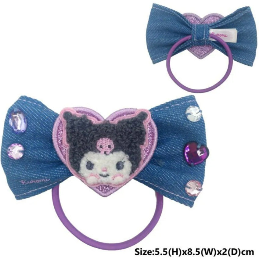Kuromi 酷洛米牛仔布蝴蝶結髮圈 Sanrio 紫色彈性髮圈