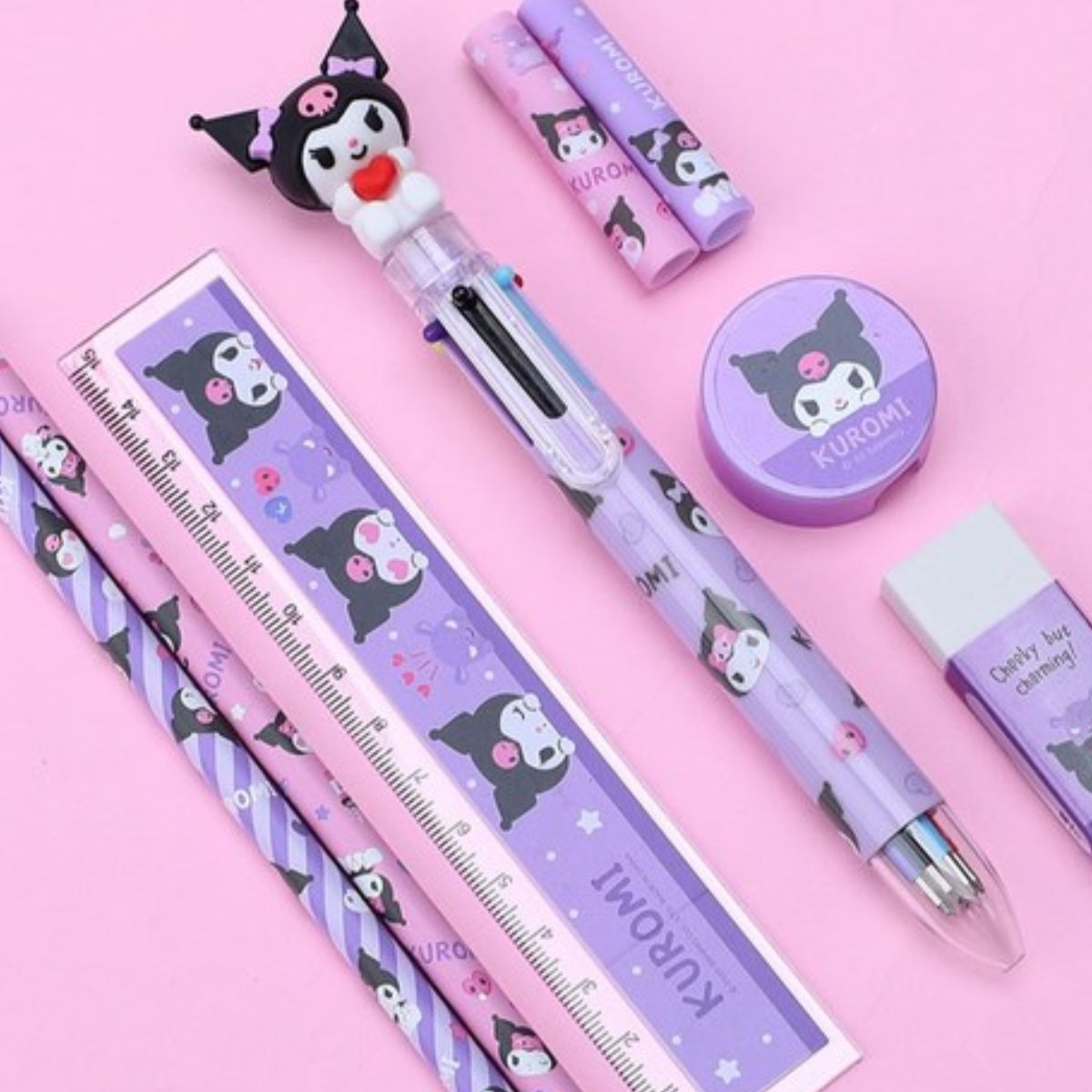 Kuromi 酷洛米文具套裝｜2枝鉛筆＋2個筆套｜Sanrio可愛文具
