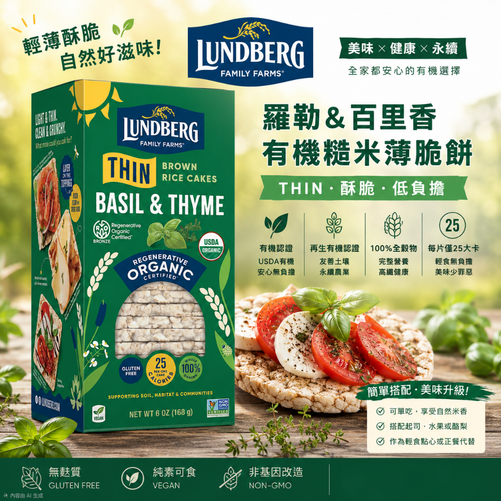 Lundberg 羅勒百里香有機糙米薄脆餅