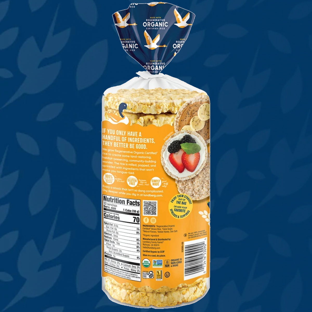 Lundberg Organic Honey Nut Rice Cakes｜100%全穀物有機米餅
