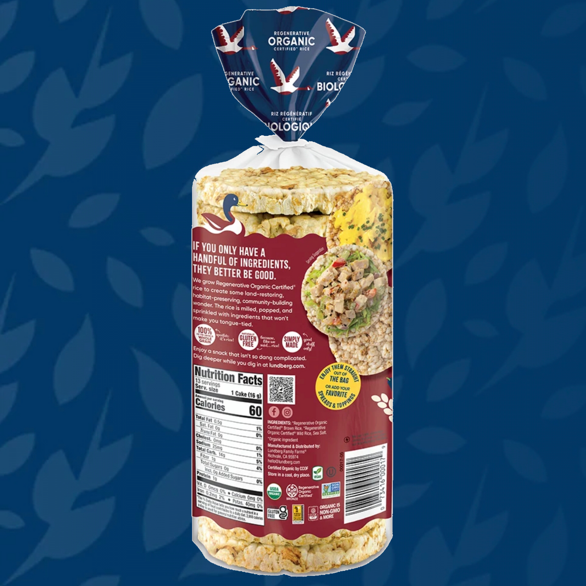 Lundberg Organic Wild Rice Cakes｜有機糙米及野米全穀物米餅
