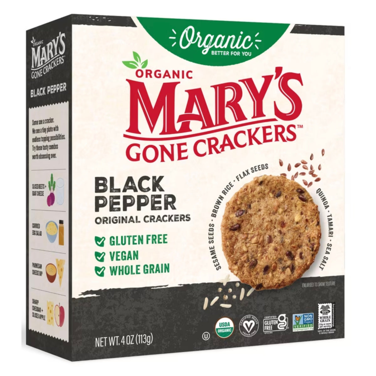 Mary's Gone Organic Super Seed Crackers 黑椒超級種籽脆餅 156g 美國製