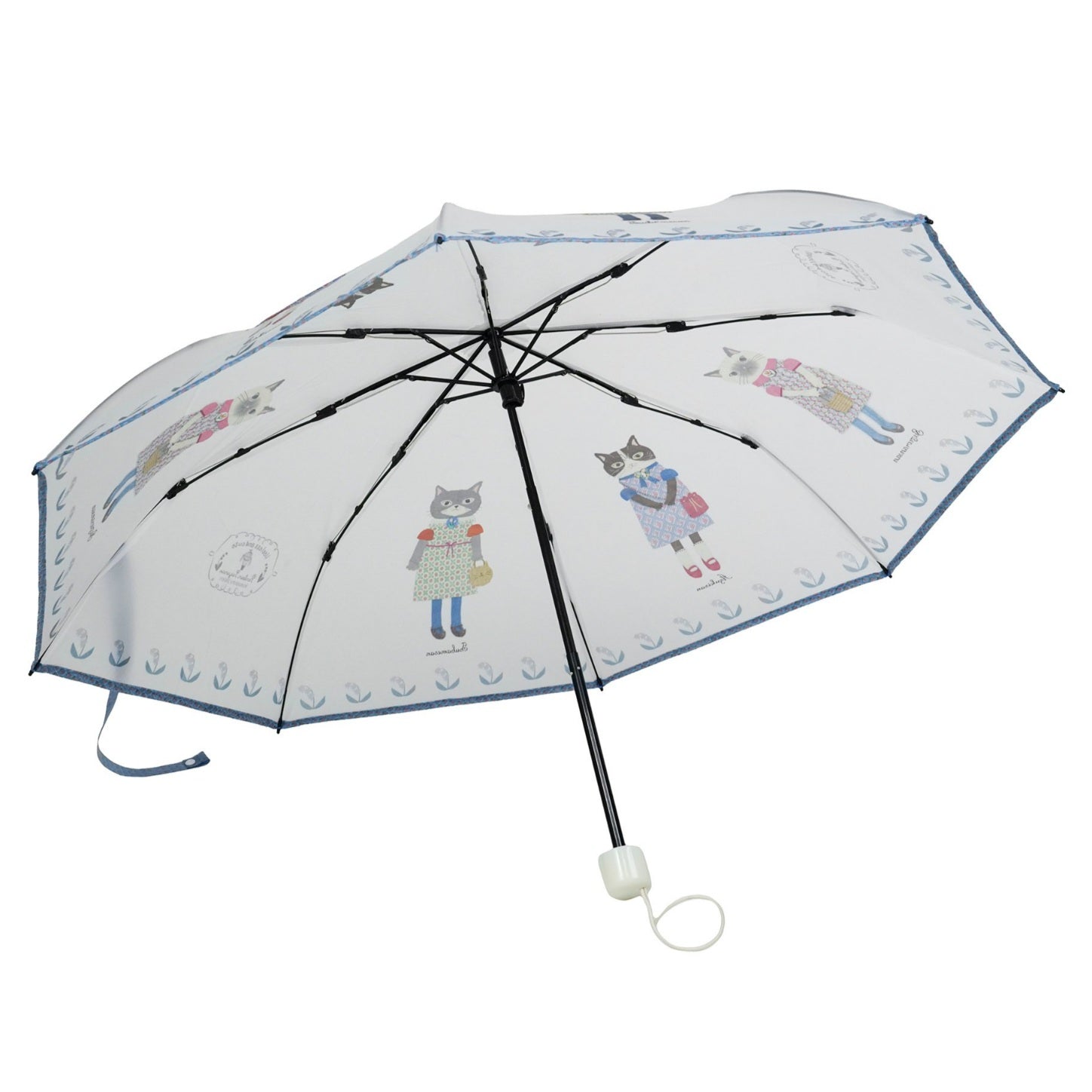 滿版多貓咪插畫折疊透明雨傘