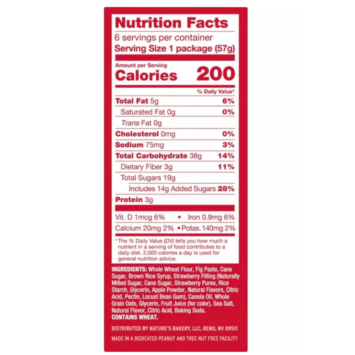 Nature's Bakery Strawberry Fig Bars 美國製造 全穀物純素水果軟心穀物餅
