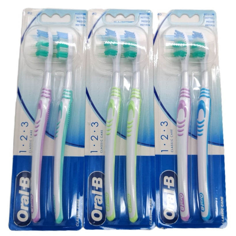 Oral-B成人中毛牙刷2隻裝顏色隨機