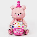 97x77cm粉紅小熊Happy Birthday大型造型生日氣球・杯子蛋糕生日派對佈置