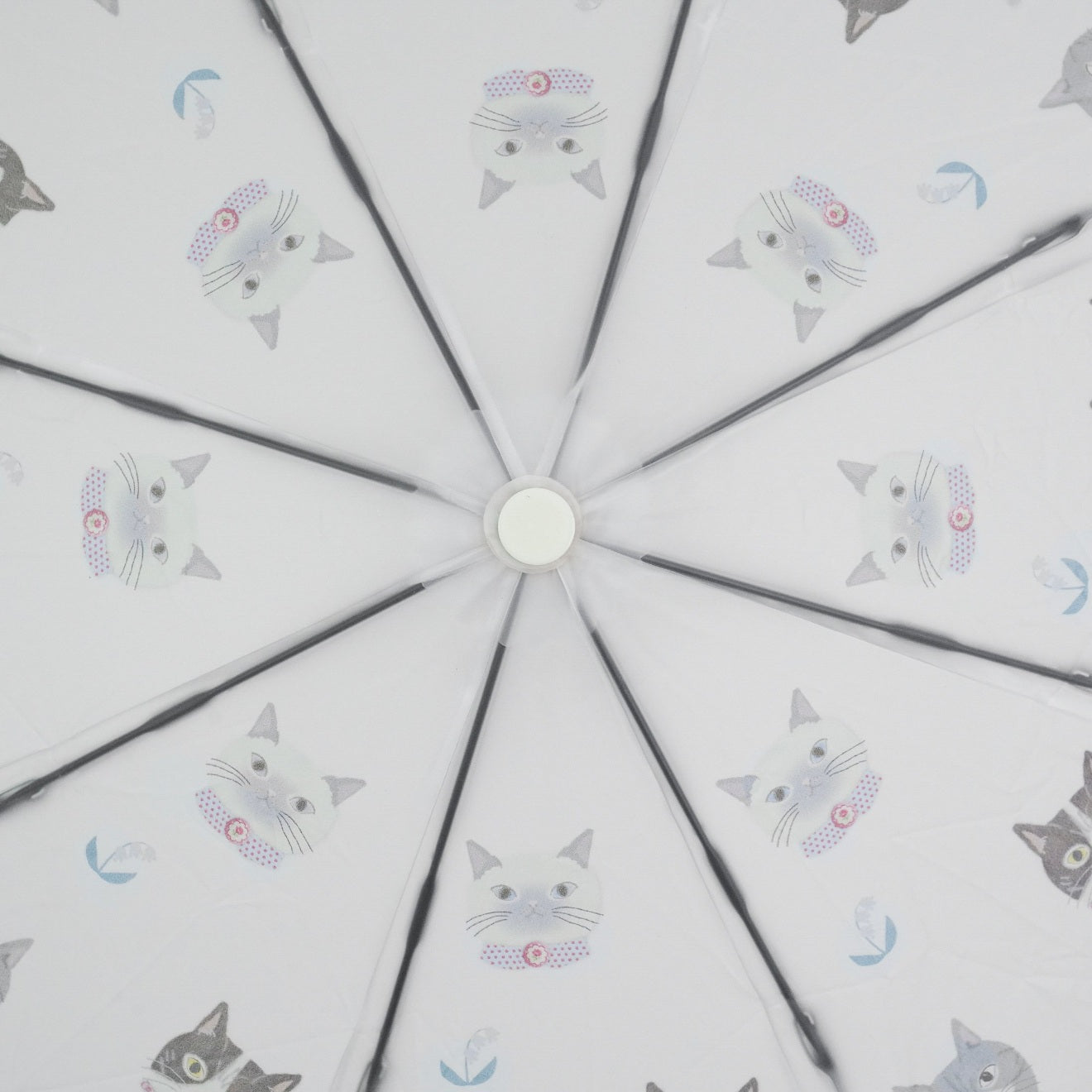 PU材質貓咪半透明折疊雨傘