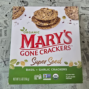 Mary's Gone Organic Super Seed Crackers - Basil + Garlic 156g