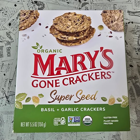 Mary's Gone Organic Super Seed Crackers - Basil + Garlic 156g