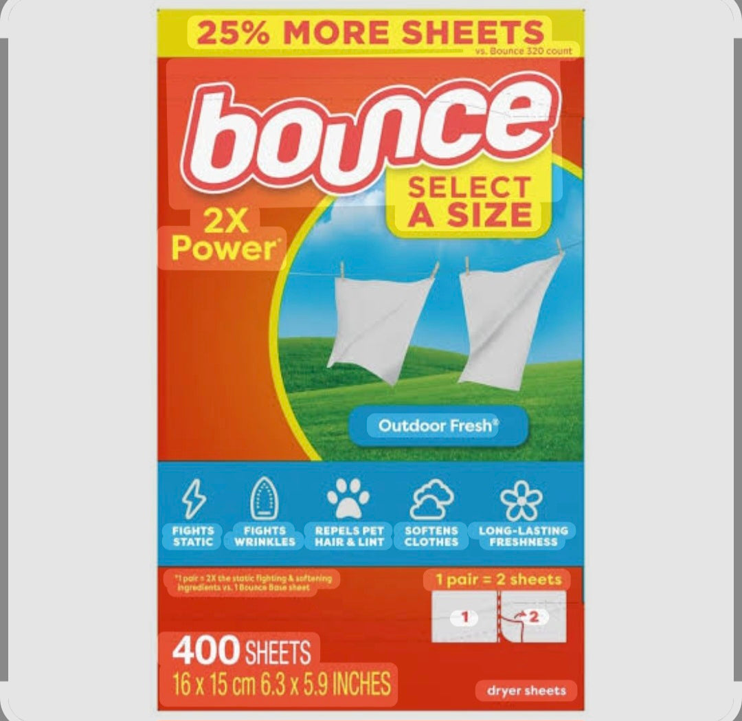 Bounce 雙倍強效衣物柔順紙(400張)