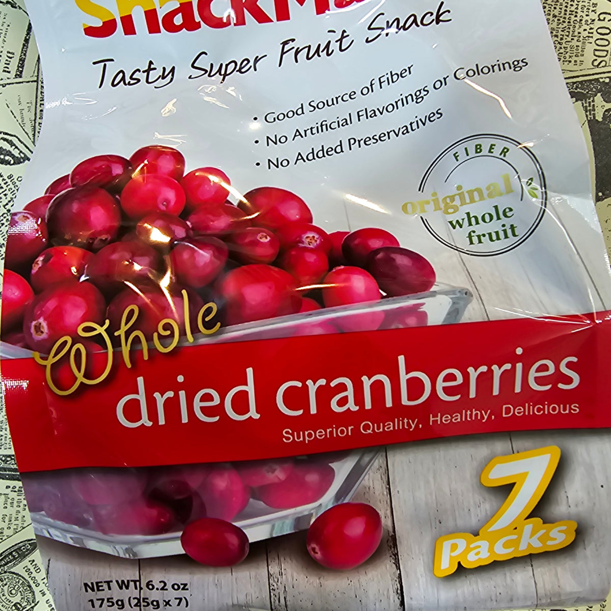 SnackMate 原粒紅莓乾｜25g乘7包獨立包裝｜美國原料

