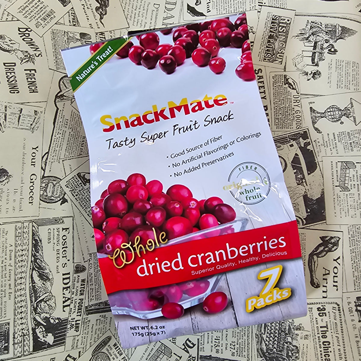 SnackMate 原粒紅莓乾7包｜Whole Dried Cranberries｜175g
