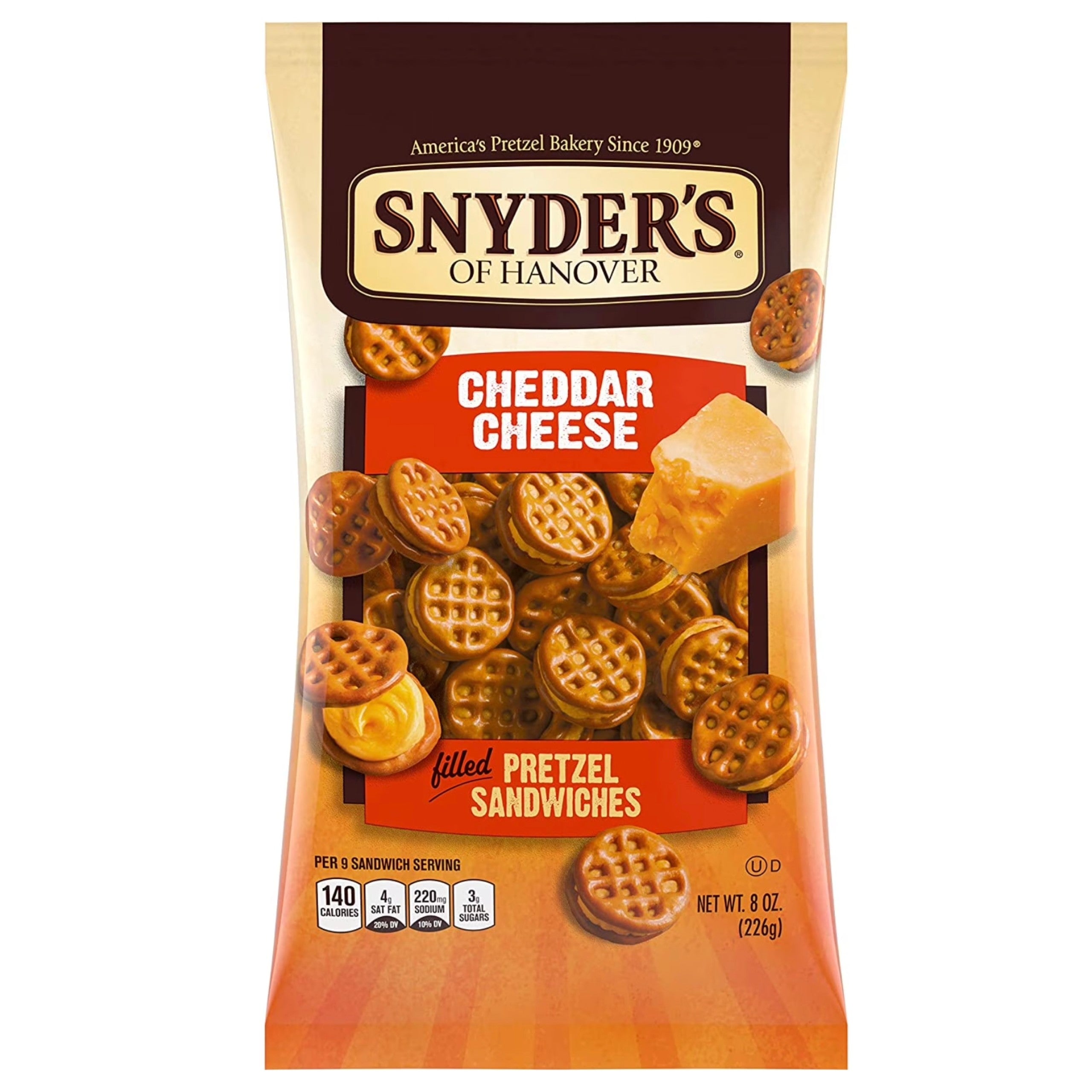 美國Snyders芝士夾心脆餅 Cheddar Cheese Filled Pretzel Sandwiches 226g