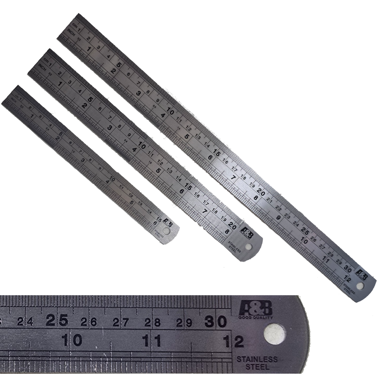 雙面公英制不鏽鋼直尺 Stainless Steel Ruler Metric Imperial Scale 文具用品