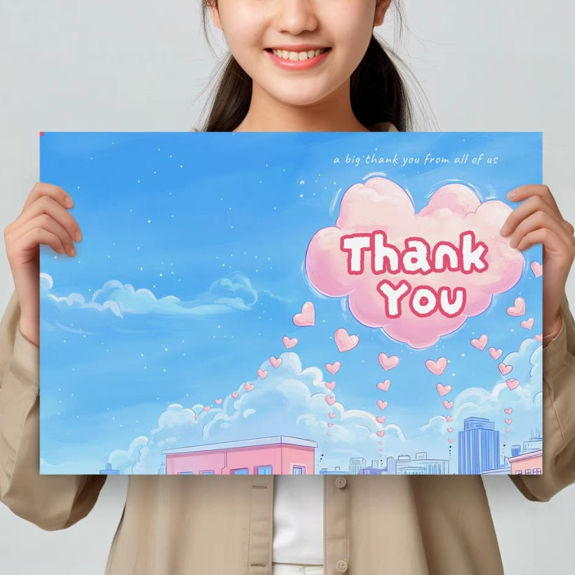 A4大尺寸多人簽名Thank You感謝咭